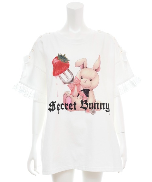 肩レースアップオリジナルプリントTシャツ（Tシャツ/カットソー