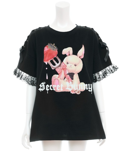 シークレットハニー Secret Honey 肩レースアップオリジナルプリントTシャツ （Sクロ） 楽天市場】肩レースアップうさぎプリントTシャツ3/7 12:00 新色