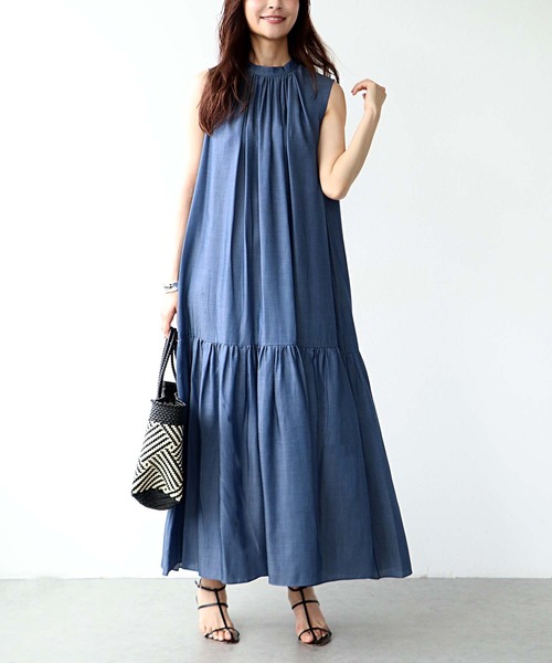 Jines（ジネス）の「キュプラデニムティアードワンピース（ワンピース・レディース・ブルー/インディゴブルー・38）」の6枚目の写真