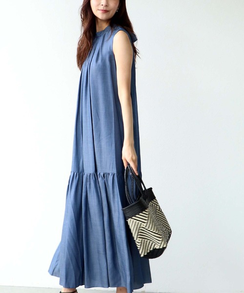 Jines（ジネス）の「キュプラデニムティアードワンピース（ワンピース・レディース・ブルー/インディゴブルー・38）」の7枚目の写真