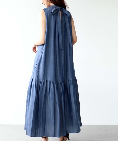 Jines（ジネス）の「キュプラデニムティアードワンピース（ワンピース・レディース・ブルー/インディゴブルー・38）」の8枚目の写真