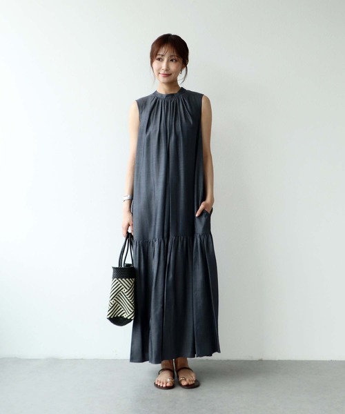 Jines（ジネス）の「キュプラデニムティアードワンピース（ワンピース・レディース・ブルー/インディゴブルー・38）」の10枚目の写真