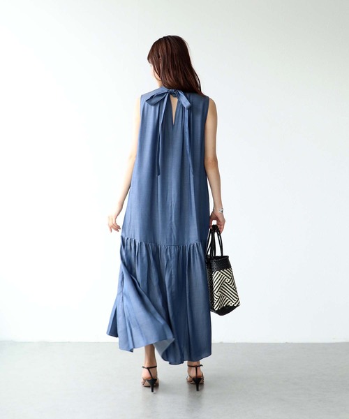 Jines（ジネス）の「キュプラデニムティアードワンピース（ワンピース・レディース・ブルー/インディゴブルー・38）」の5枚目の写真