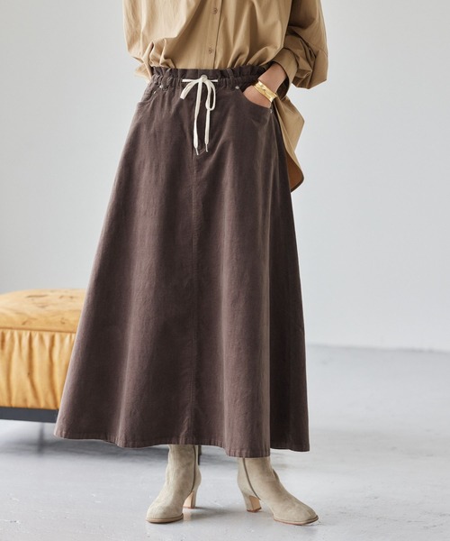 BARNYARDSTORM（バンヤードストーム）の「BARNYARDSTORM / コーデュロイフレアースカート / マシンウォッシャブル 【「BABALOG」チャンネルご紹介アイテム】（スカート・レディース・ブラウン/ベージュ・S/M）」の2枚目の写真