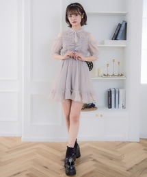【新品】ROJITA ミニ丈ワンピース ロジータ ROJITA 花柄ドッキングミニ丈ワンピース （ブラック