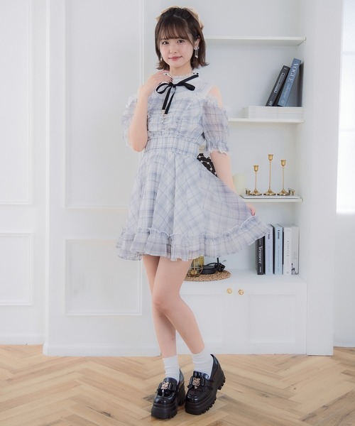 ROJITA ワンピース セール】レイヤード風オフショルワンピース（ワンピース