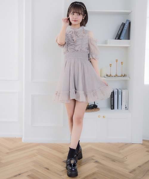 ROJITA レイヤード風オフショルワンピース レイヤード風オフショルワンピース（ワンピース）｜couture BY