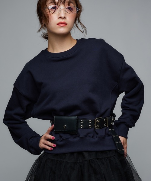 Narcissus（ナルシス）の「クロップドスウェット（スウェット・レディース・ホワイト/ネイビー・FREE）」の2枚目の写真