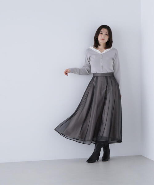 ◇パイピングチュールフレアスカート（スカート）｜NATURAL