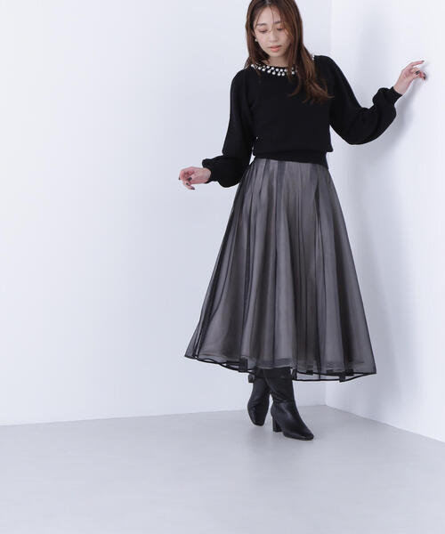 フレアスカート グレー CLETTEオリジナル☆フレアスカート | 大きいサイズ レディース