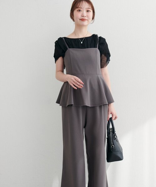 WEB限定】ストレッチペプラムオールインワン（つなぎ