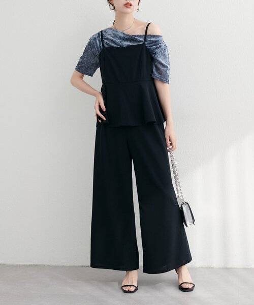 natural couture(ナチュラルクチュール)の「【WEB限定】ストレッチペプラムオールインワン(つなぎ/オールインワン・レディース・グレー/ブラック/グレイッシュベージュ・FREE)」の4枚目の写真