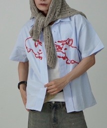 Never mind the XU / Chikashitsu+(lo[}Ch U GbNX[ / `JVcvX)́yNerd out XUzrabbit stripe short sleeve shirt / yi[hAEgGbNX[zrbgvgXgCv{[_[Vc(Vc/uEX)