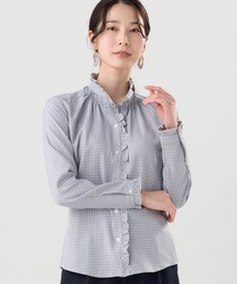 TOKYO SHIRTS | COFREX  スタンド ゴムシャーリングブラウス 長袖 レディースデザインシャツ(シャツ/ブラウス)
