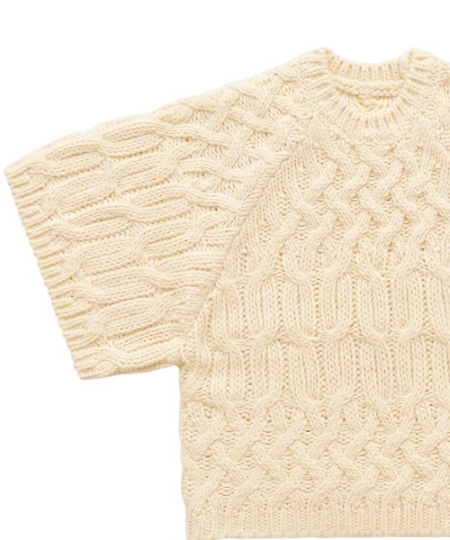 select MOCA Et(セレクトモカエト)の「【Et】Half-Sleeve Cable Knit(ニット/セーター・レディース・モカ/アイボリー/ブラック・FREE)」の9枚目の写真