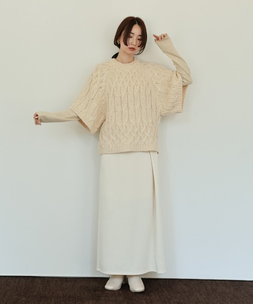 select MOCA Et(セレクトモカエト)の「【Et】Half-Sleeve Cable Knit(ニット/セーター・レディース・モカ/アイボリー/ブラック・FREE)」の17枚目の写真