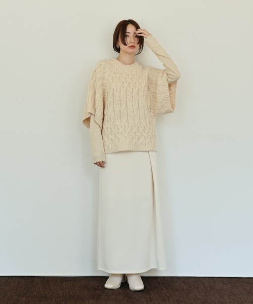 select MOCA Et(セレクトモカエト)の「【Et】Half-Sleeve Cable Knit(ニット/セーター・レディース・モカ/アイボリー/ブラック・FREE)」の16枚目の写真