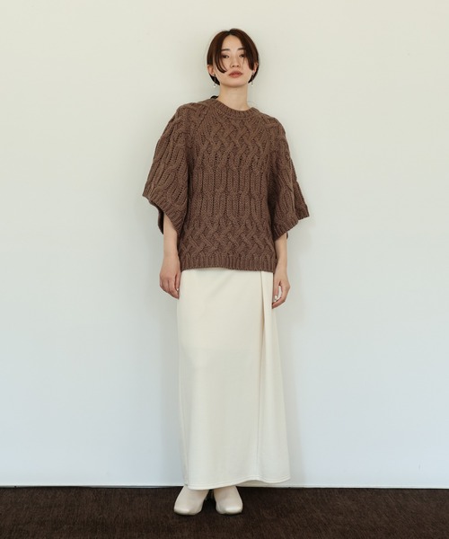 select MOCA Et(セレクトモカエト)の「【Et】Half-Sleeve Cable Knit(ニット/セーター・レディース・モカ/アイボリー/ブラック・FREE)」の18枚目の写真