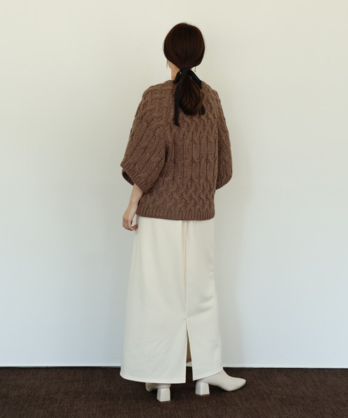 select MOCA Et(セレクトモカエト)の「【Et】Half-Sleeve Cable Knit(ニット/セーター・レディース・モカ/アイボリー/ブラック・FREE)」の20枚目の写真