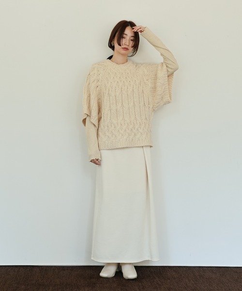 select MOCA Et(セレクトモカエト)の「【Et】Half-Sleeve Cable Knit(ニット/セーター・レディース・モカ/アイボリー/ブラック・FREE)」の6枚目の写真