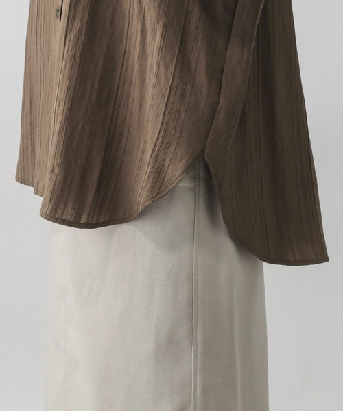 GLOBAL WORK（グローバルワーク）の「シアーストライプシャツ長袖/575131（シャツ/ブラウス・レディース・ダークブラウン/ワインレッド/オフホワイト・FREE）」の22枚目の写真