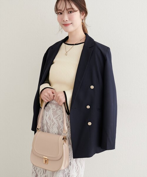 フレア袖配色リブニット（ニット/セーター）｜natural couture