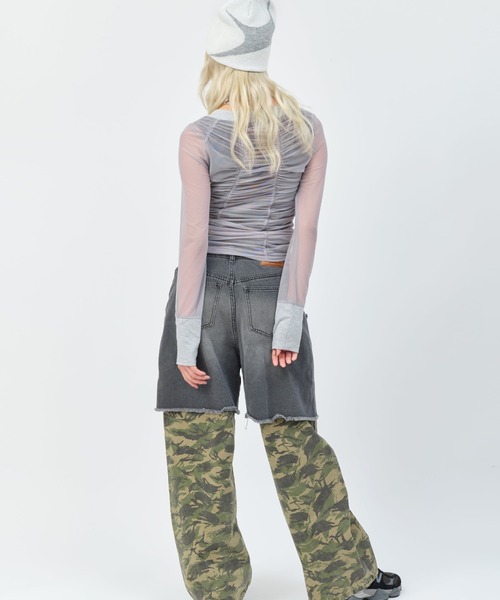 atmos pink（アトモスピンク）の「atmos pink See-through Layered LS T-shirt / アトモス ピンク シースルー レイヤード エルエス ティーシャツ（Tシャツ/カットソー・レディース・グレー/ブラック/ウッドランド・FREE）」の18枚目の写真