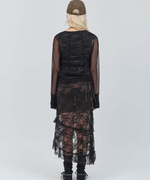 atmos pink（アトモスピンク）の「atmos pink See-through Layered LS T-shirt / アトモス ピンク シースルー レイヤード エルエス ティーシャツ（Tシャツ/カットソー・レディース・グレー/ブラック/ウッドランド・FREE）」の10枚目の写真