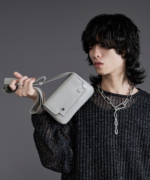 Ellno Loset（エルノロゼット）の「コンパクトショルダーバック（ショルダーバッグ・メンズ・ブラック/ホワイト/グリーン・FREE）」の10枚目の写真