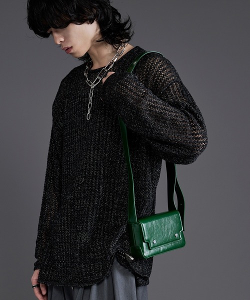 Ellno Loset（エルノロゼット）の「コンパクトショルダーバック（ショルダーバッグ・メンズ・ブラック/ホワイト/グリーン・FREE）」の14枚目の写真
