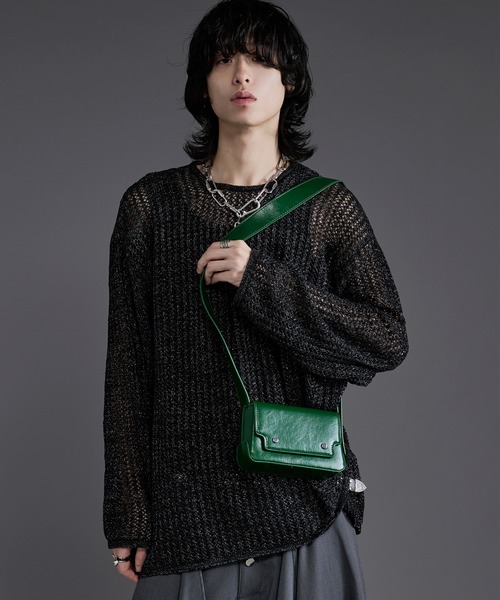 Ellno Loset（エルノロゼット）の「コンパクトショルダーバック（ショルダーバッグ・メンズ・ブラック/ホワイト/グリーン・FREE）」の13枚目の写真