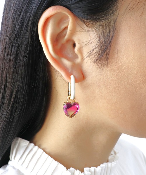 4°C ２wayピアス ハートビジュ×エポワンタッチピアス（2WAY)（ピアス（両耳用