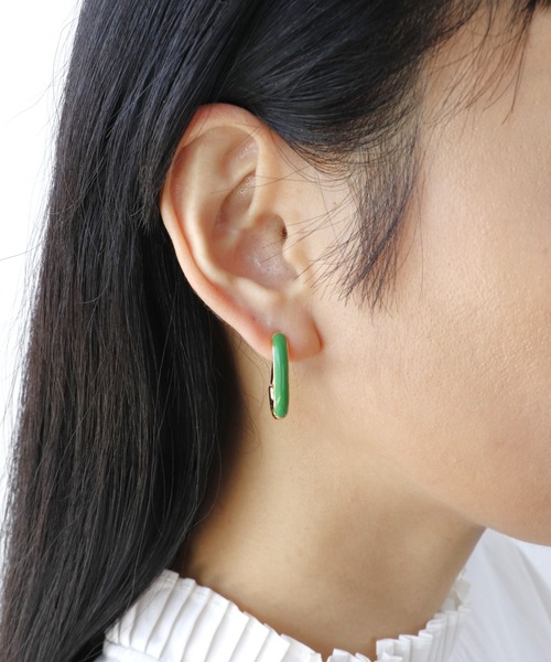 Three Four Time(スリーフォータイム)の「ハートビジュ×エポワンタッチピアス(2WAY)(ピアス(両耳用)・レディース・グリーン/アイボリー・FREE)」の11枚目の写真