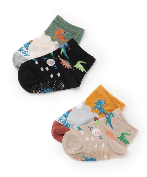 kladskap（クレードスコープ）の「恐竜ショートソックス2足セット（ソックス/靴下・キッズ・ベージュ/ブラック・L(18-20cm)/M(16-18cm)/S(13-15cm)/11-13cm）」の8枚目の写真