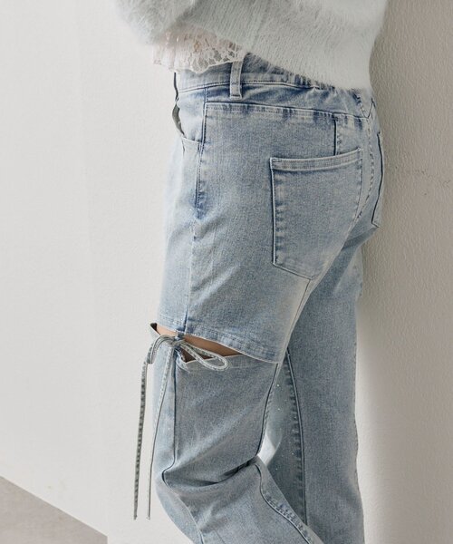 OLIVE des OLIVE サイドスリットストレッチ デニムパンツ S OLIVE des ジーンズ デニム デニムパンツ 「S・Mサイズ展開/美脚