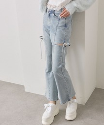 Rirandture パールビジューストレートデニム　美品 セール】パール＆ビジュー＆ラインストーンデニムパンツ（デニム