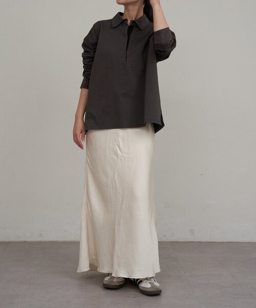 russet(ラシット)の「【再値下げ】スキッパーラガーシャツ(Tシャツ/カットソー・レディース・ダークグレー/ベージュ・FREE)」の7枚目の写真