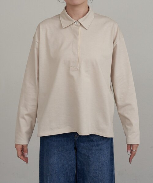 russet(ラシット)の「【再値下げ】スキッパーラガーシャツ(Tシャツ/カットソー・レディース・ダークグレー/ベージュ・FREE)」の10枚目の写真