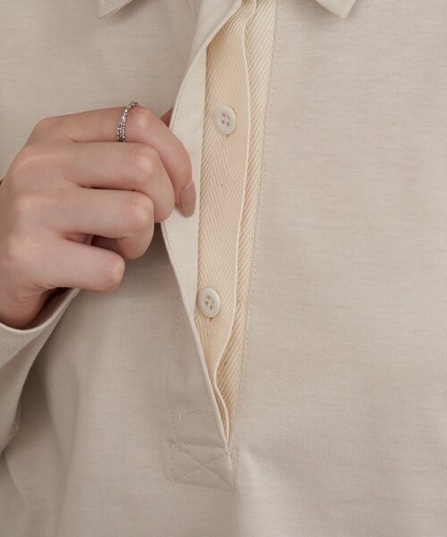 russet(ラシット)の「【再値下げ】スキッパーラガーシャツ(Tシャツ/カットソー・レディース・ダークグレー/ベージュ・FREE)」の13枚目の写真