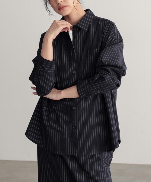 for/c（フォーシー）の「[新色追加]ストレッチオーバーシャツ【サスティナブル】（シャツ/ブラウス・レディース・グレー/ブラック/ネイビー/オフホワイト・M/L）」の7枚目の写真