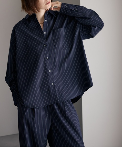 for/c（フォーシー）の「[新色追加]ストレッチオーバーシャツ【サスティナブル】（シャツ/ブラウス・レディース・グレー/ブラック/ネイビー/オフホワイト・M/L）」の15枚目の写真