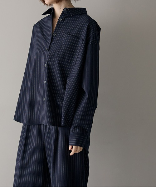 for/c（フォーシー）の「[新色追加]ストレッチオーバーシャツ【サスティナブル】（シャツ/ブラウス・レディース・グレー/ブラック/ネイビー/オフホワイト・M/L）」の18枚目の写真