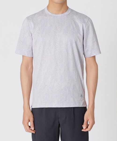 Paul Stuart(ポールスチュアート)の「リーフ柄ジャカードTシャツ(半袖)(Tシャツ/カットソー・メンズ・ホワイト系その他/ネイビー・M/L/XL)」の5枚目の写真