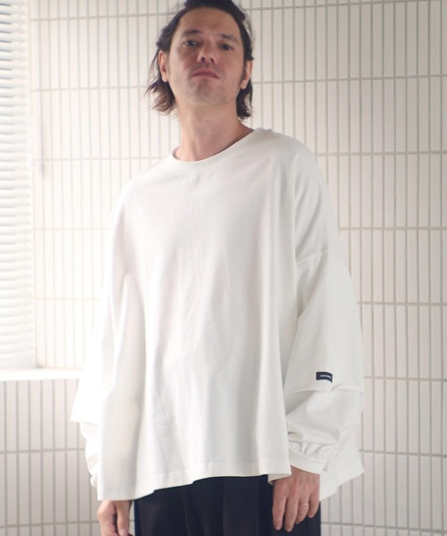 ADAM PATEK（アダムパテック）の「mlt5400-wide boxcut layered long sleeve 長袖Tシャツ(AP2524023)（Tシャツ/カットソー・メンズ・ホワイト/ブラック・1/2）」の4枚目の写真