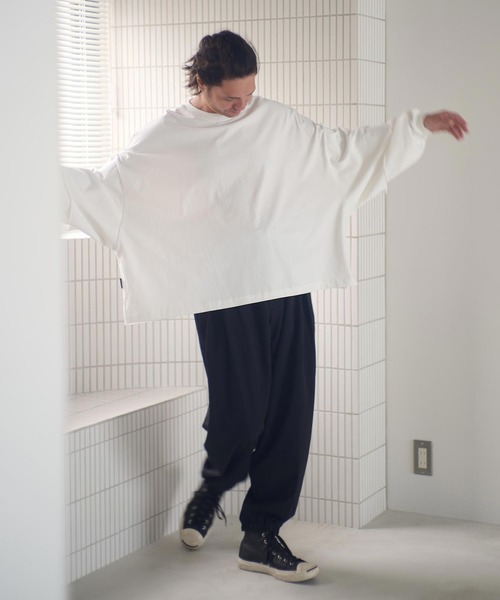 ADAM PATEK（アダムパテック）の「mlt5400-wide boxcut layered long sleeve 長袖Tシャツ(AP2524023)（Tシャツ/カットソー・メンズ・ホワイト/ブラック・1/2）」の6枚目の写真
