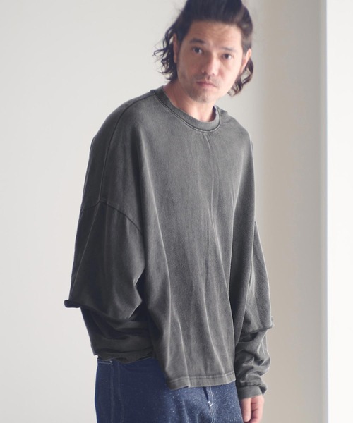 ADAM PATEK（アダムパテック）の「mlt5400-wide boxcut layered long sleeve 長袖Tシャツ(AP2524023)（Tシャツ/カットソー・メンズ・ホワイト/ブラック・1/2）」の9枚目の写真