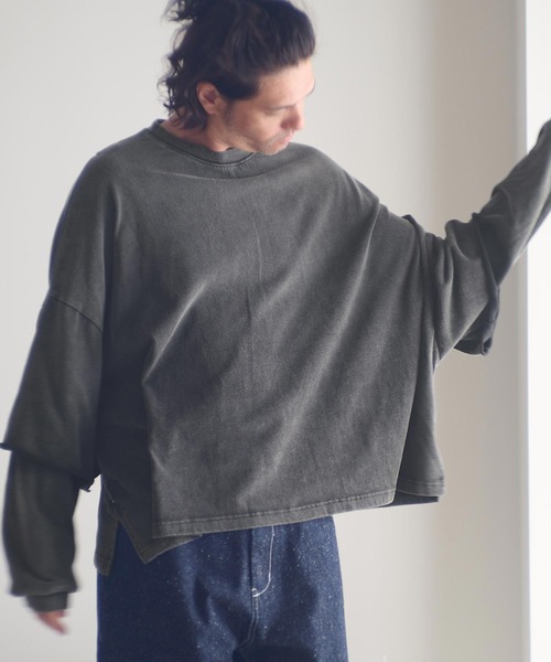ADAM PATEK（アダムパテック）の「mlt5400-wide boxcut layered long sleeve 長袖Tシャツ(AP2524023)（Tシャツ/カットソー・メンズ・ホワイト/ブラック・1/2）」の10枚目の写真