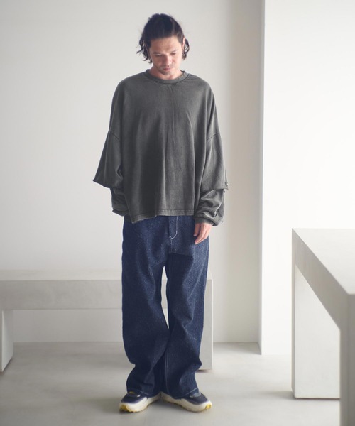 ADAM PATEK（アダムパテック）の「mlt5400-wide boxcut layered long sleeve 長袖Tシャツ(AP2524023)（Tシャツ/カットソー・メンズ・ホワイト/ブラック・1/2）」の13枚目の写真