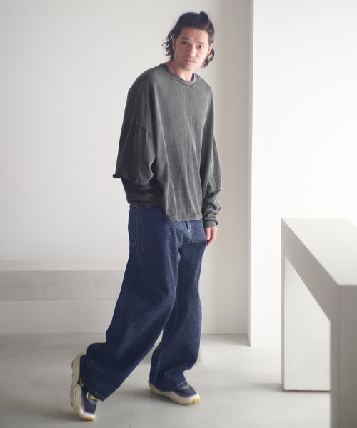 ADAM PATEK（アダムパテック）の「mlt5400-wide boxcut layered long sleeve 長袖Tシャツ(AP2524023)（Tシャツ/カットソー・メンズ・ホワイト/ブラック・1/2）」の14枚目の写真