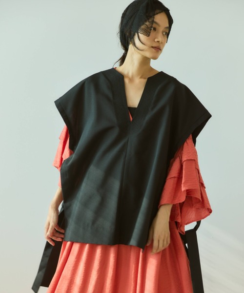 Libra Cue（リブラ キュー）の「サイドベルトオーバージレ（ベスト・レディース・ブラック/ベージュ・FREE）」の14枚目の写真